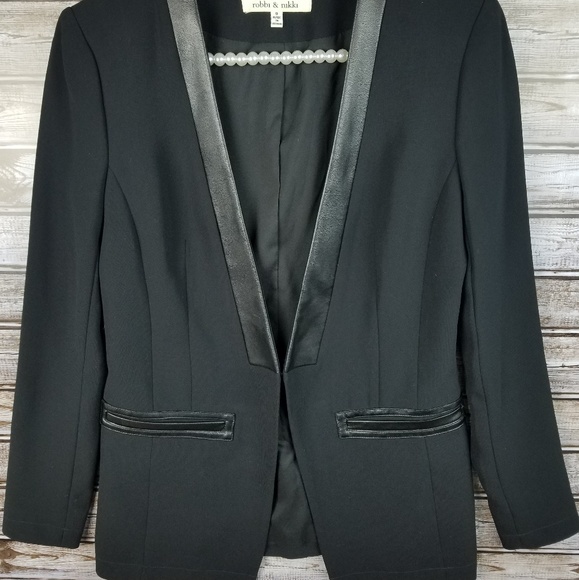 Robbi Nikki dress jacket blazer faux leather trim - Picture 2 of 6